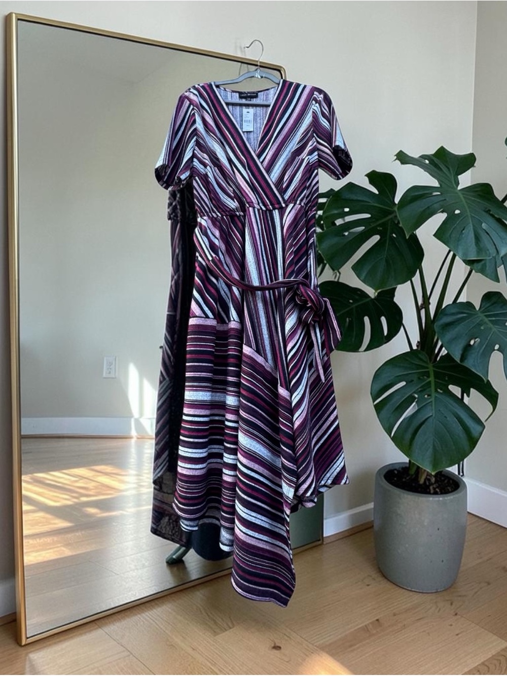 Lane Bryant Striped Wrap Maxi Dress - Pink, Purple & Black